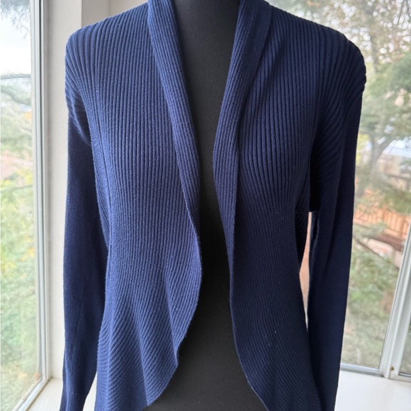 Ann Taylor Sweaters - Ann Taylor Navy Ribbed Cardigan, XSP